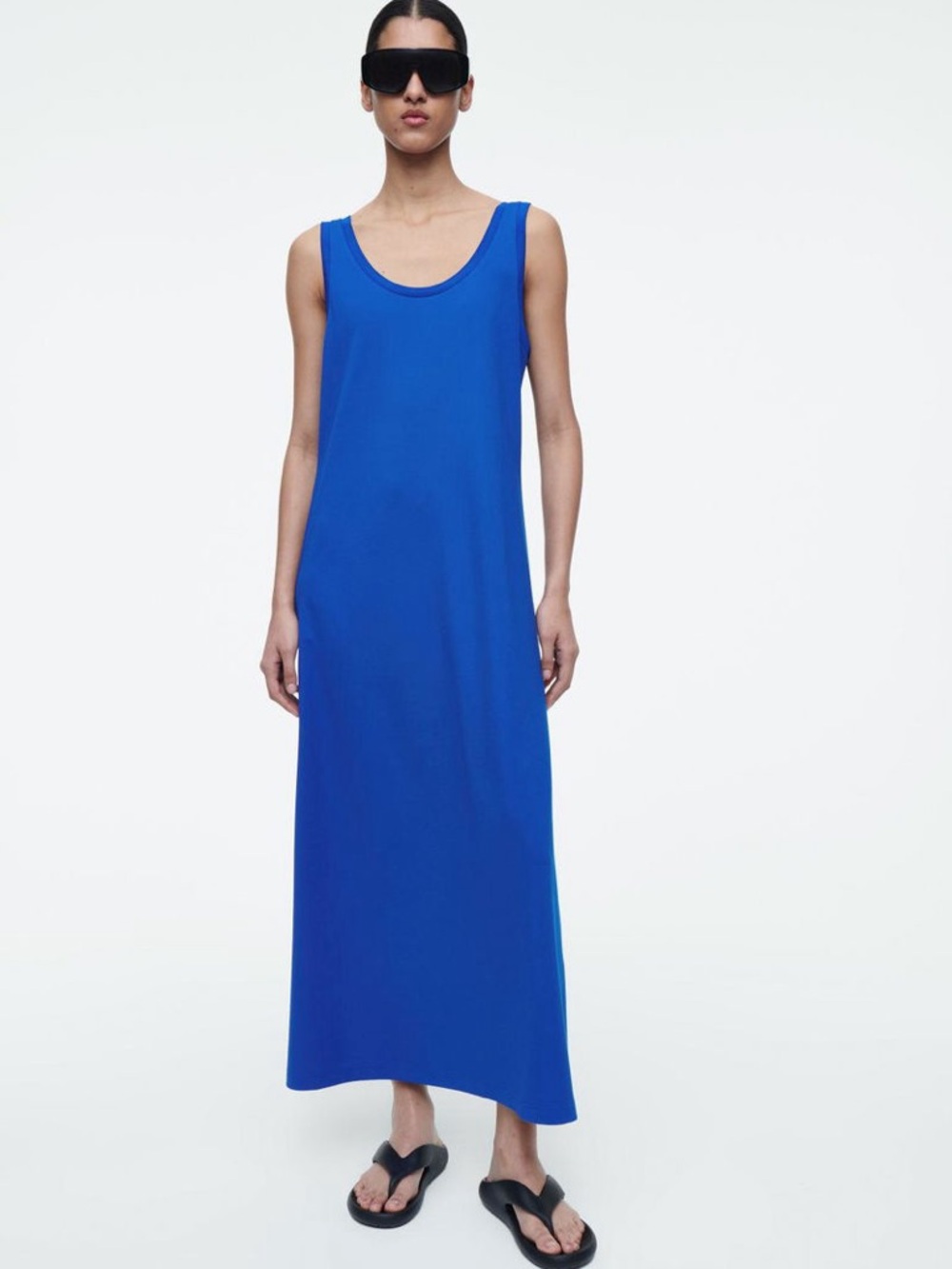 COS Bold Cobalt Blue Sleeveless Maxi Dress Minimal A-Line Size S NWT